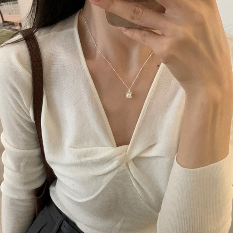 Women's Minority Pearl Shell Fashion Exquisite Twin Temperament Wild Necklace