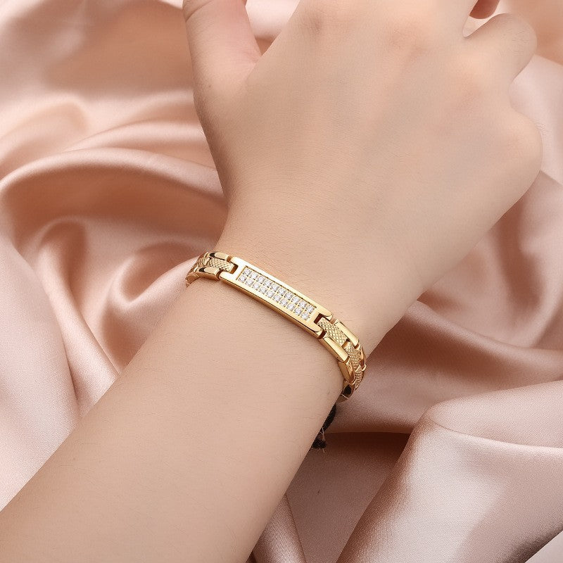 Fashion Double Row Diamond Magnet Haematite Stainless Bracelets