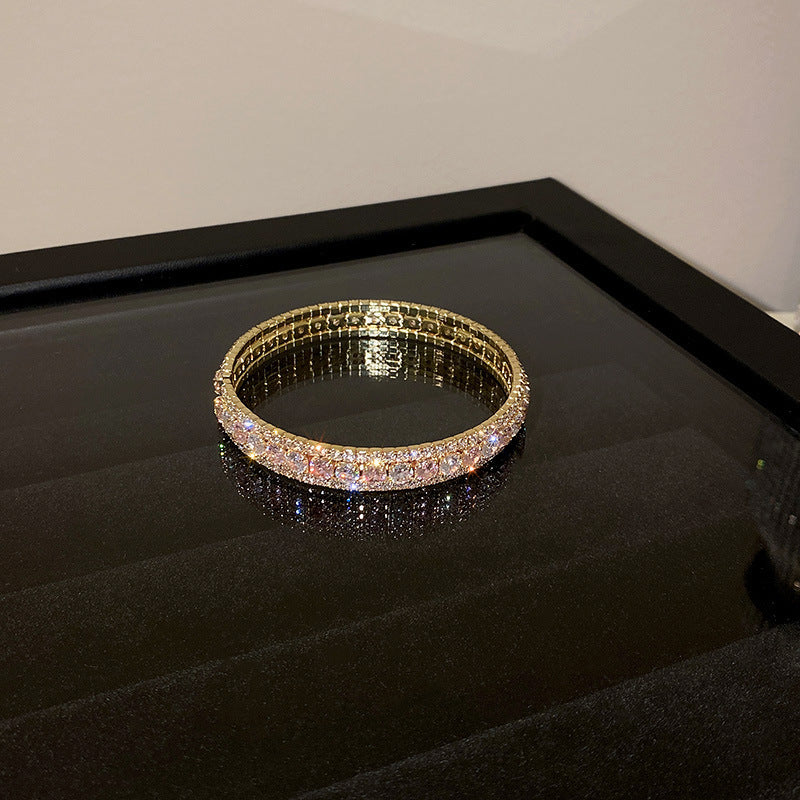 Pink Zircon Geometric Round Pull-out Retro Minority Elegant Bracelets