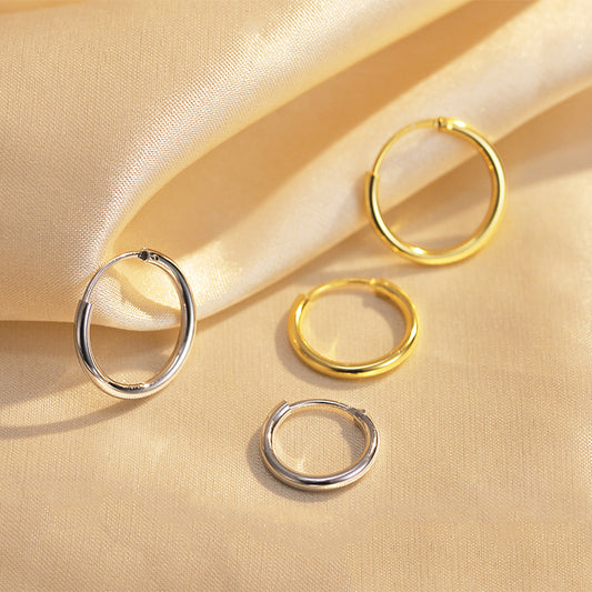 Women's & Men's Pure Sier Thread Thick Round Simple Earrings