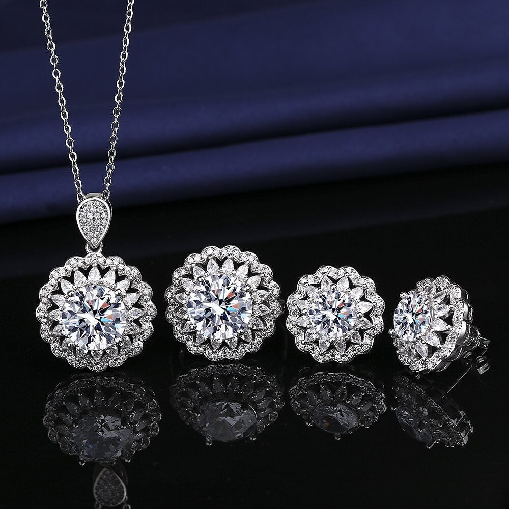 Women's Blue Red Yellow Green Purple White Gemstone Zircon Princess Jewelry Set