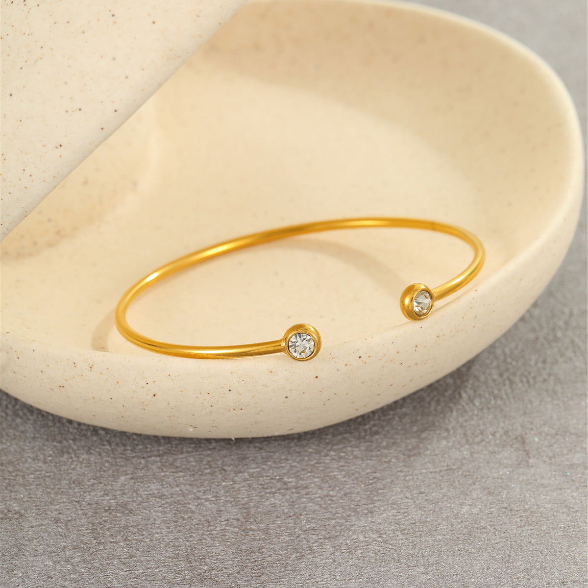 Fashion Zircon Opening Stainless Steel Affordable Luxury Style Bracelet