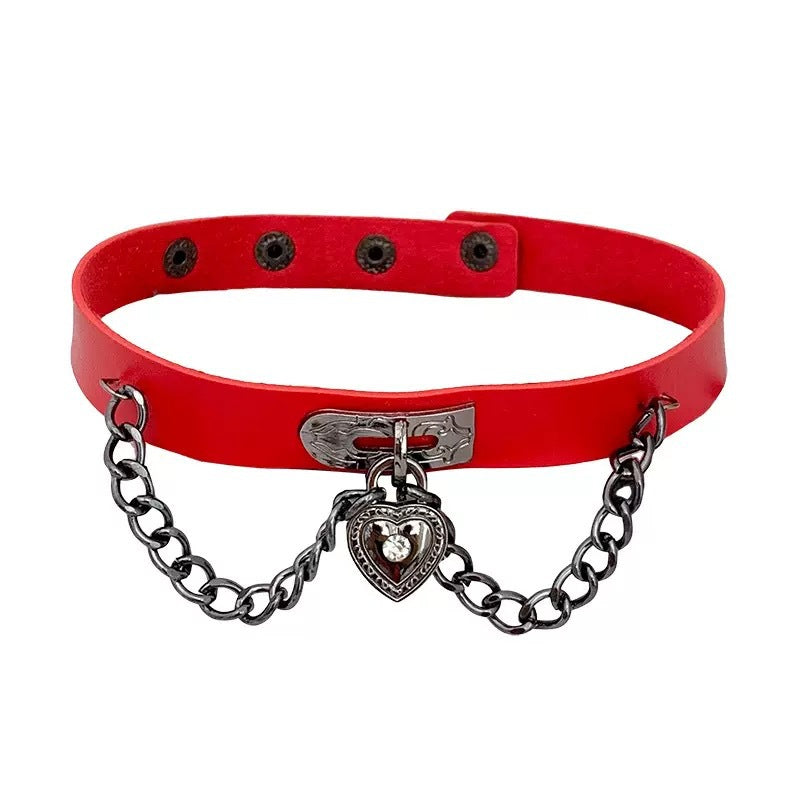 Punk Leather Couple Love Dark Gothic Clavicle Necklaces
