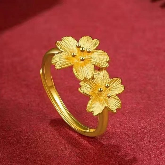 Gold Lucky Four-leaf Clover Opening Adjustable Rings