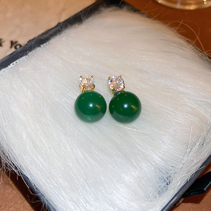 Sier Needle Zircon Geometric Flower Retro Exquisite Earrings