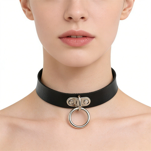Leather Female Black Spike Punk Gothic Collar