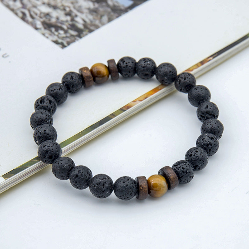 Men's Beaded Fashion Volcanic Rock Wooden Bead Bracelets