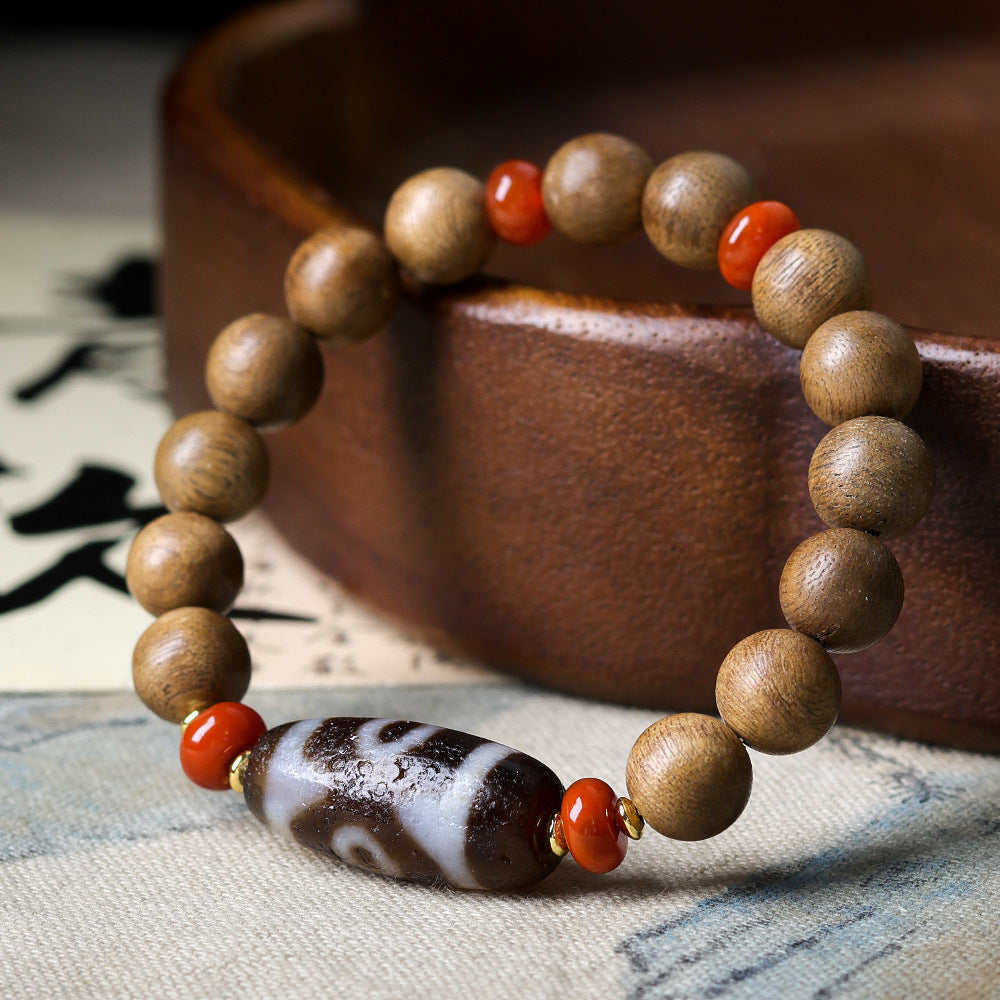 Women's Vietnam Nha White Chess Nan Eaglewood Buddha Beads Bracelets