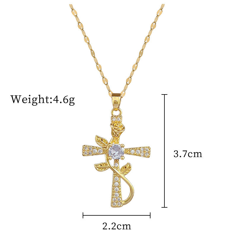 Steel Lucky Female Copper Micro Inlay Real Gold Plating Necklaces