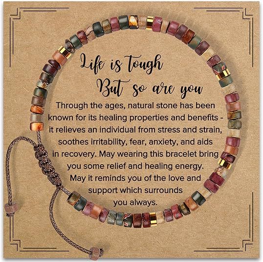 Women's Natural Stone Golden Cross Adjustable Band Bracelets