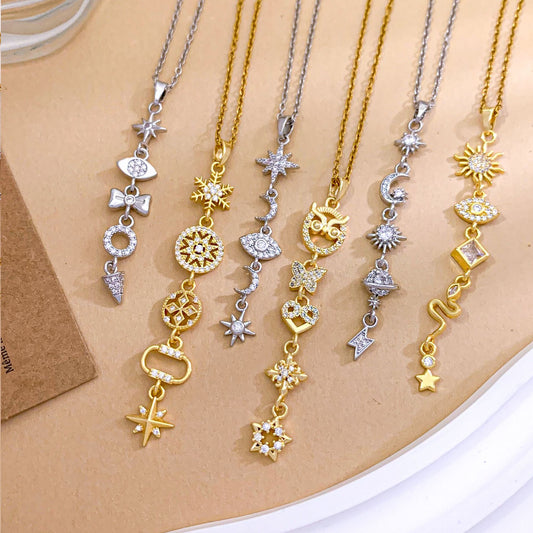 Combination Design Titanium Steel Niche Temperament Korean Style Clavicle Necklaces