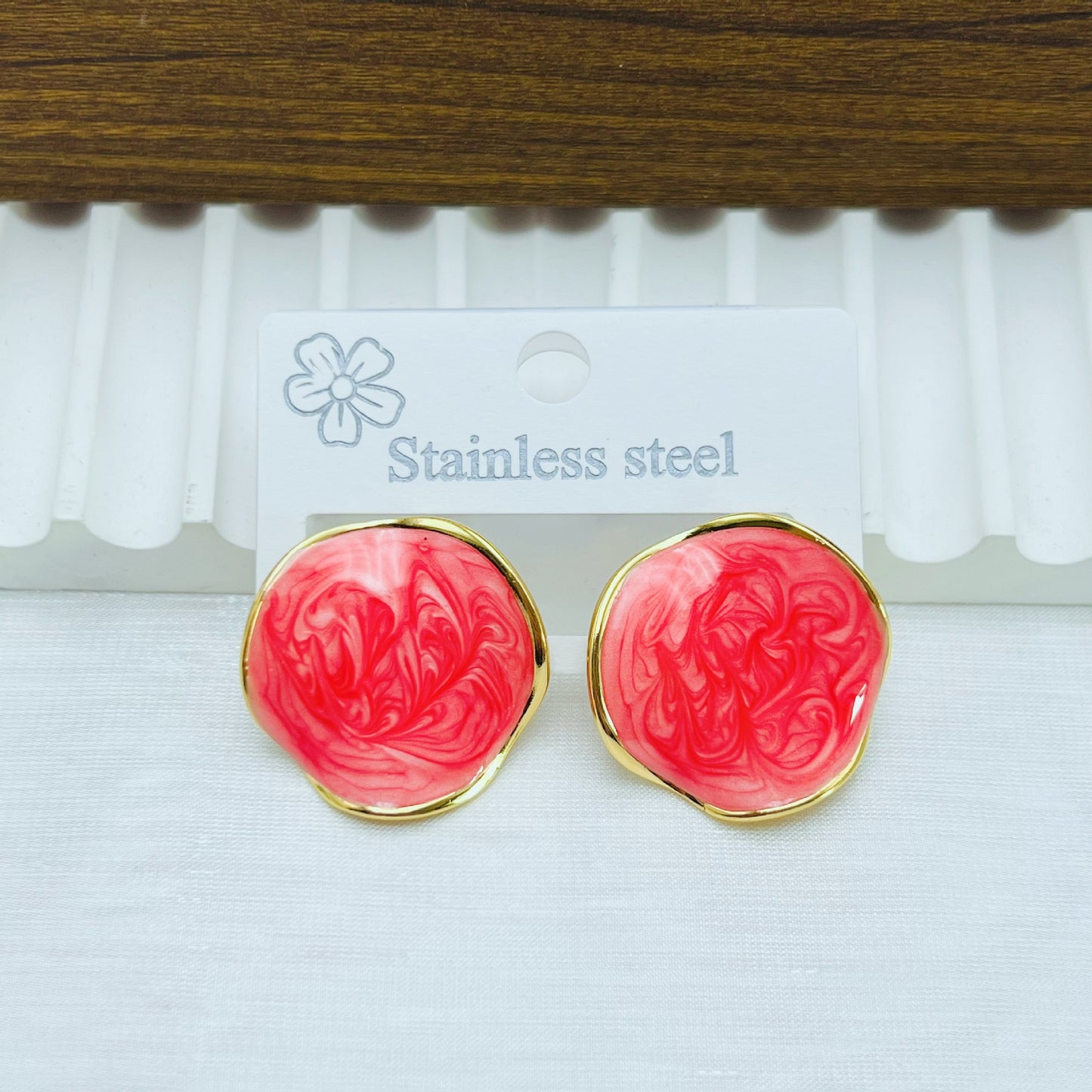 French Fashion Irregular Round Dripping Stainless Earrings