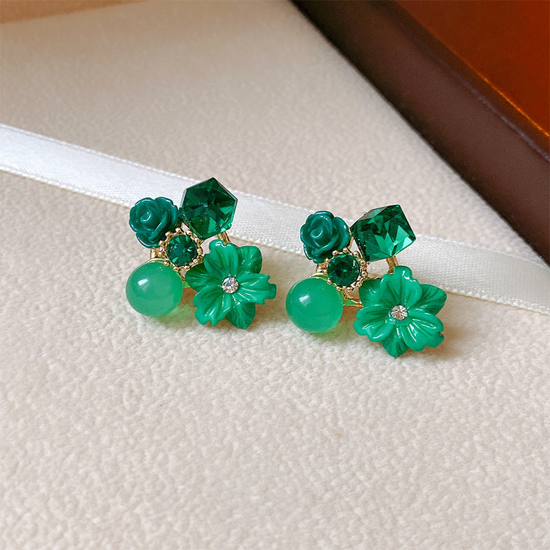Special Offer Diamond Opal Crystal Flowers Fresh Sweet Mori Earrings