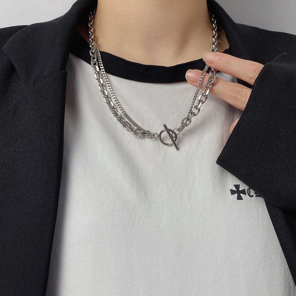 Women's & Men's Simple Double Layer Twin Chain Fashion Short Bracelets