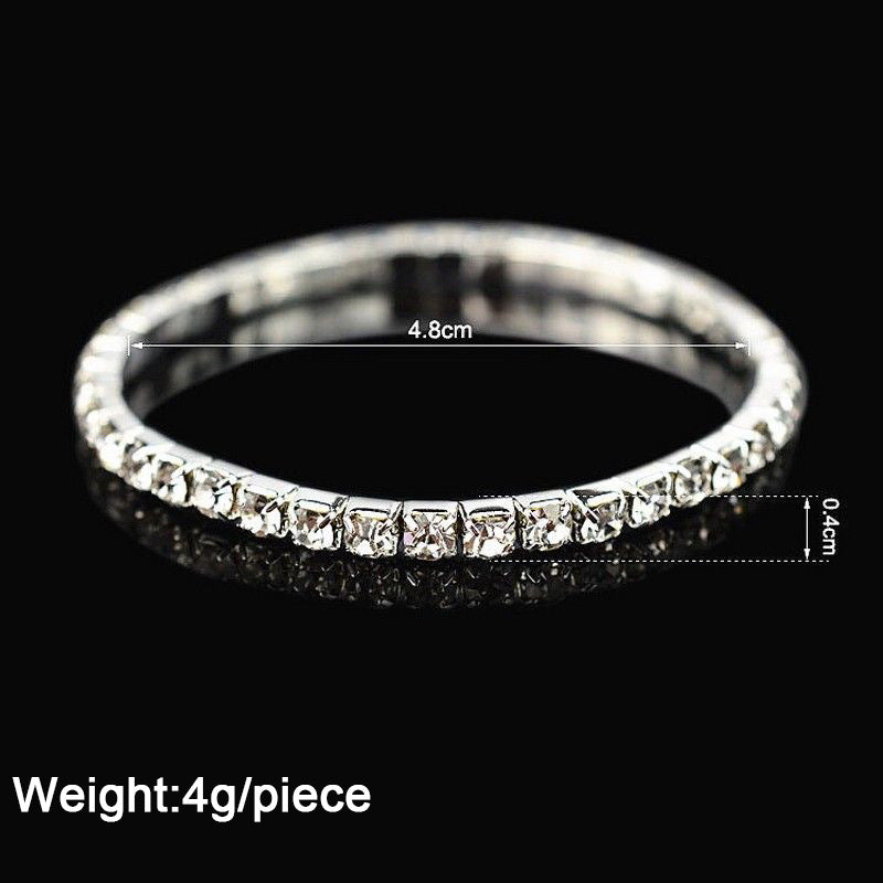 Temperament Single Row Elastic Rhinestone Simple All Match Luxury Bracelets