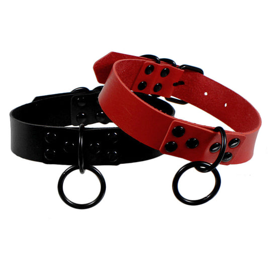 Style Leather Swimming Black Nail O-shaped Necklaces