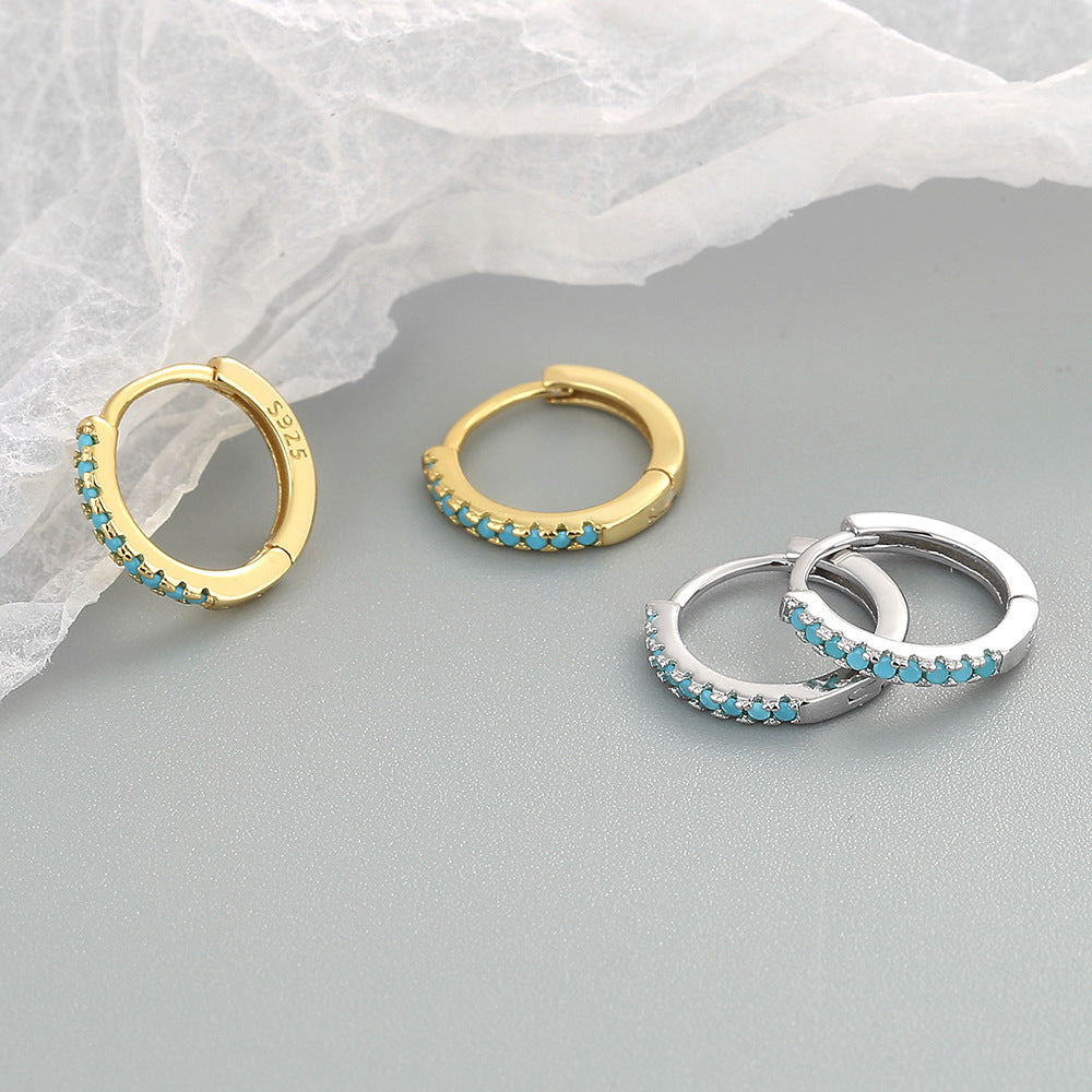 Women's Style Turquoise Zircon Gold-plated Ear Clip Hip Earrings