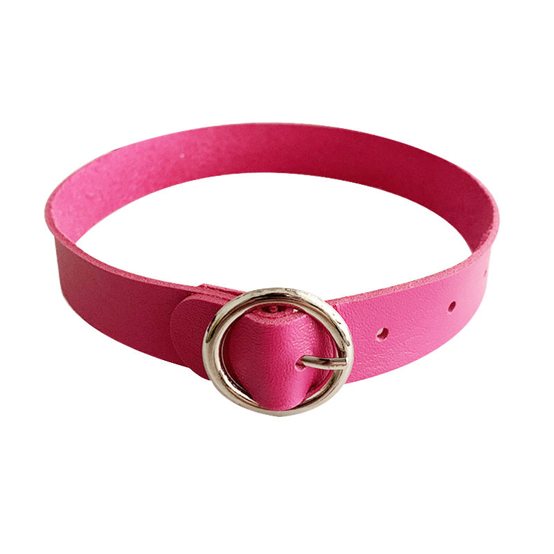 Leather Round Gothic Simple Neck Band Collar