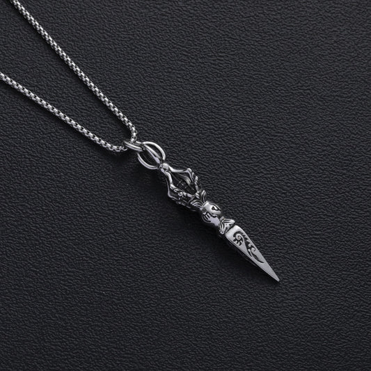 Men's Trendy Vajra Mantra Protective Titanium Steel Hip Hop Necklaces