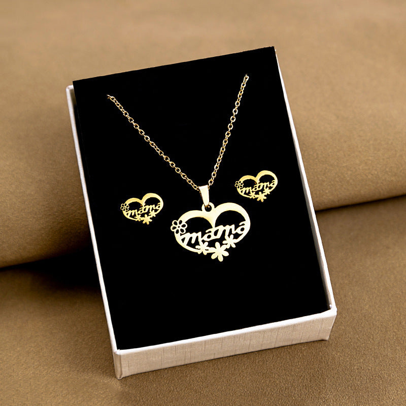 Stainless Steel Design Fashion Suit Metal Style Geometric Heart Necklaces