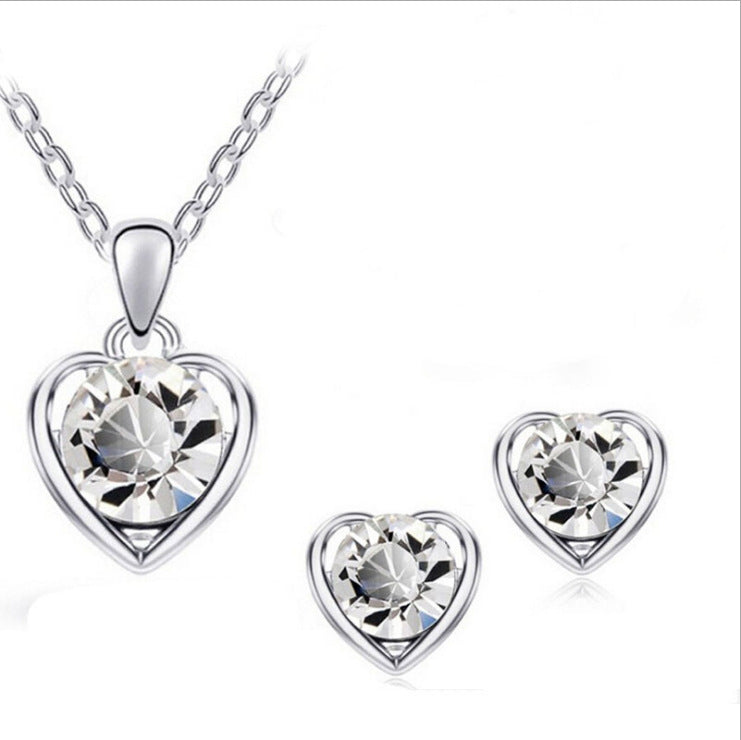 Stylish Durable Fashion Crystal Heart-shaped Heart Jewelry Set