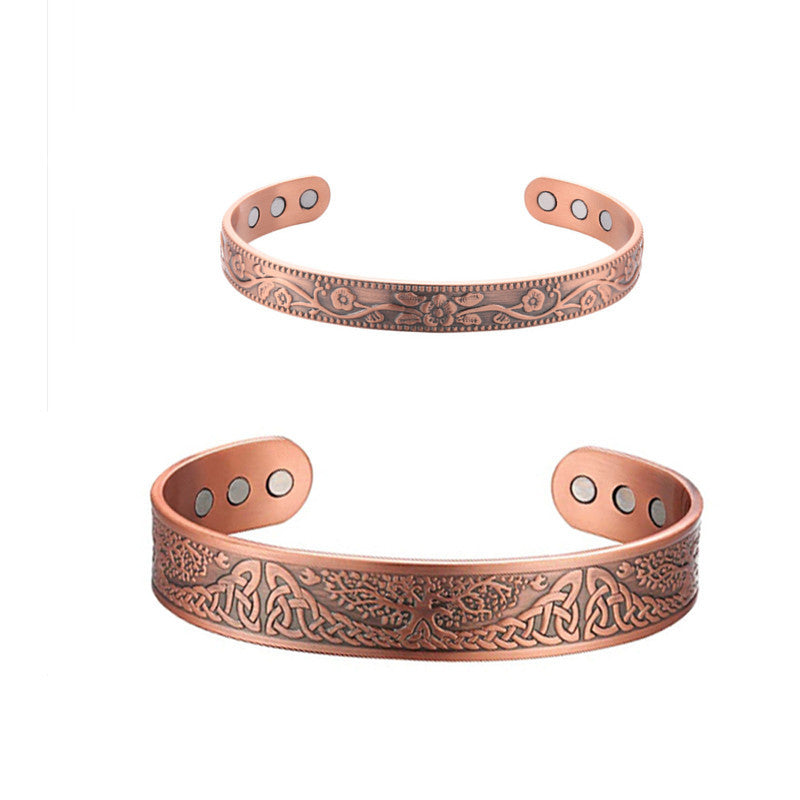 Jingling Retro Pure Copper Magnet Open-ended Bracelets