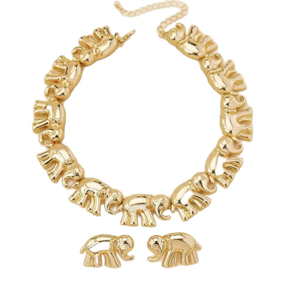 Elephant Shape Exaggerated Personalized Style Twin Necklaces