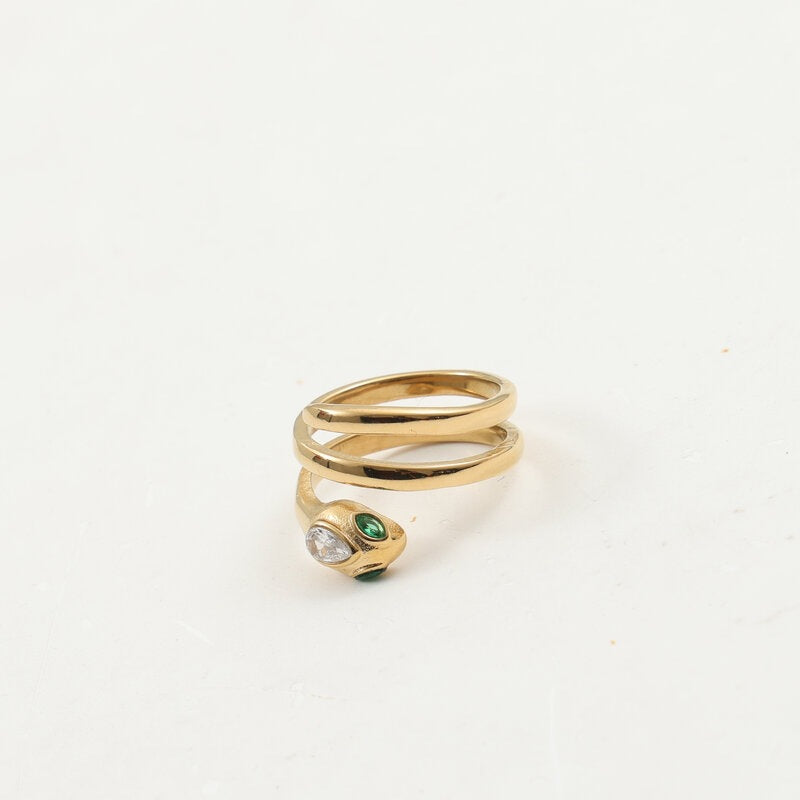 Green Eyes Zircon Titanium Steel Gold Bracelet
