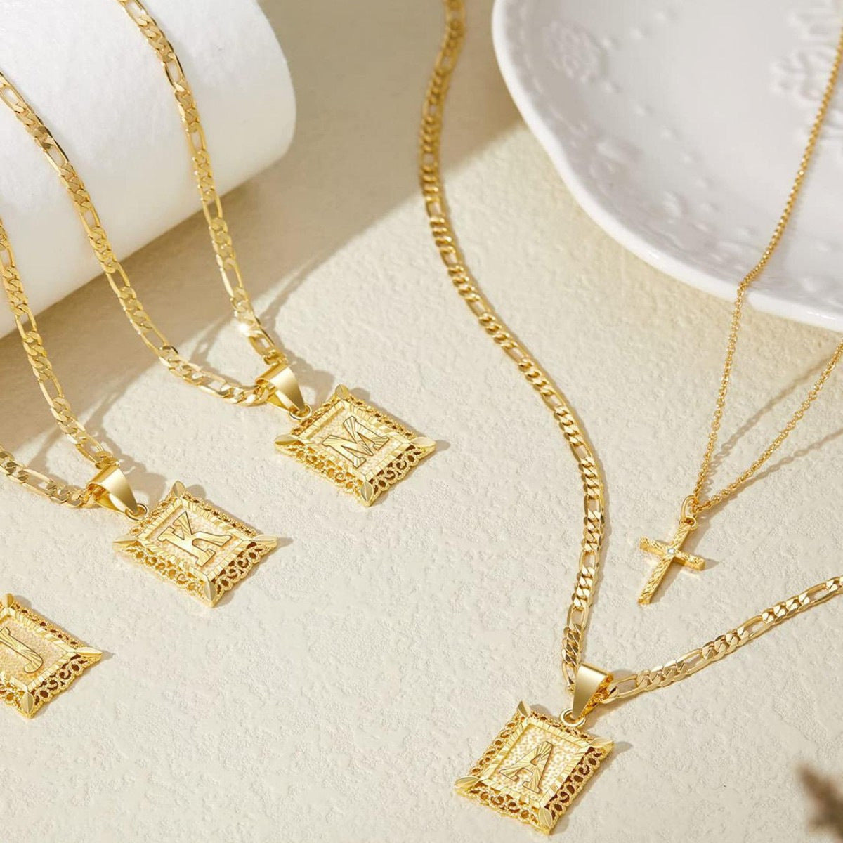 Square With Cross Simple English Letter Pendants