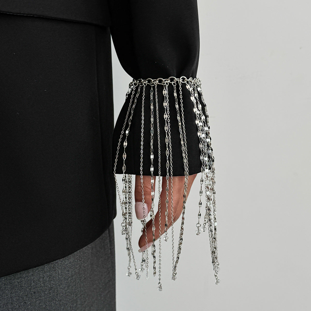 Fashion Metal Long Tassel Chain Exaggerated Geometry Crystal Bracelet