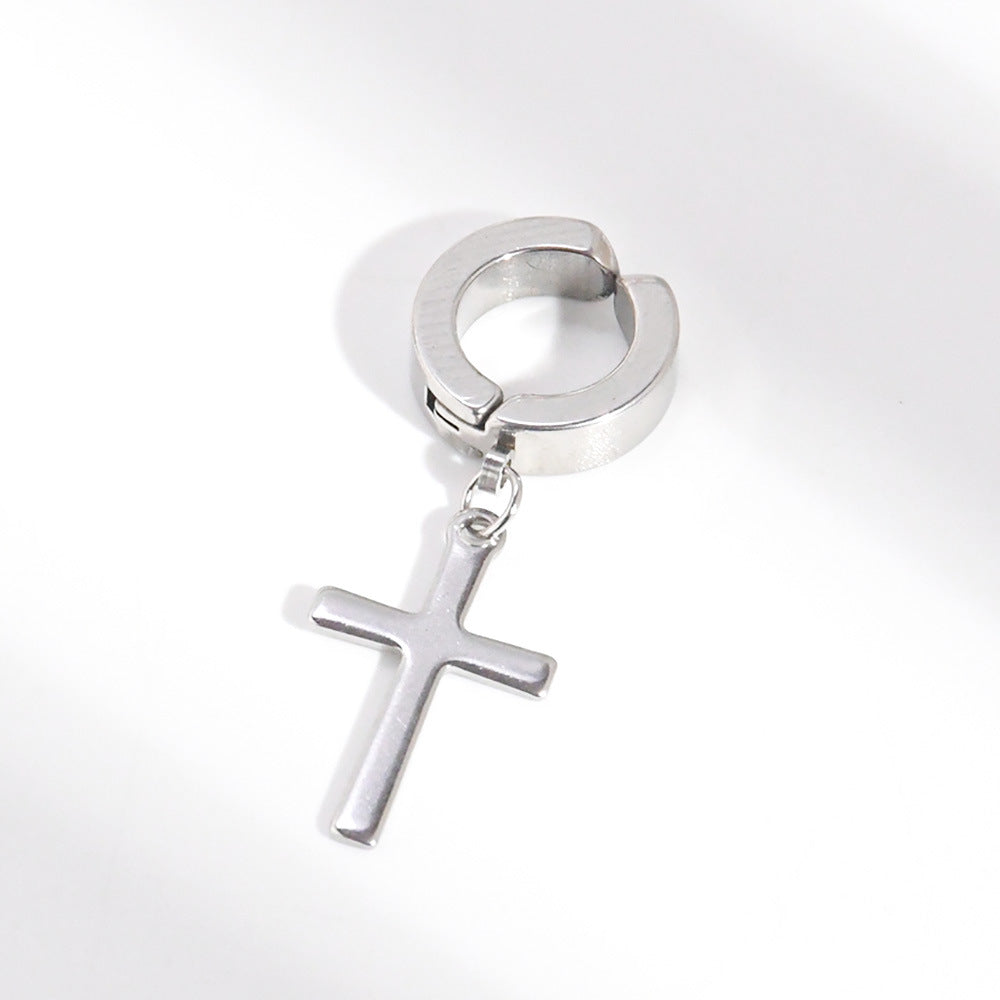 Women's & Men's Stainless Steel Cross Shelf Ear Clip Simple Hip Earrings