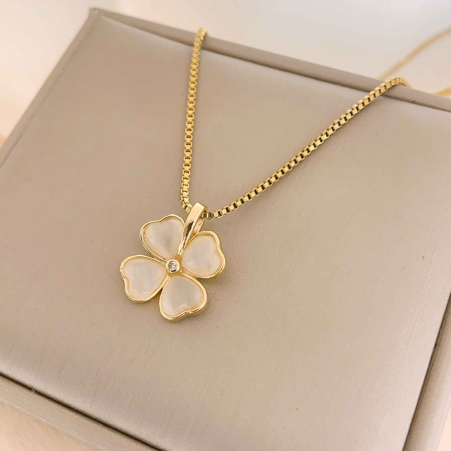 Women's Clover Cat Eye Titanium Steel Simple Necklaces