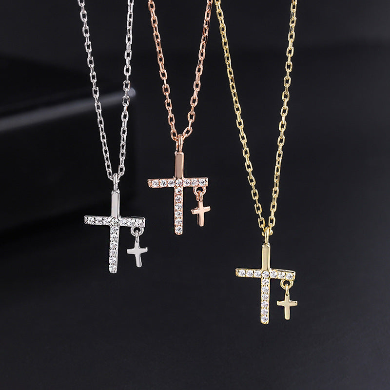 Cross Diamond Inlaid Clavicle Chain Cold Style Necklaces