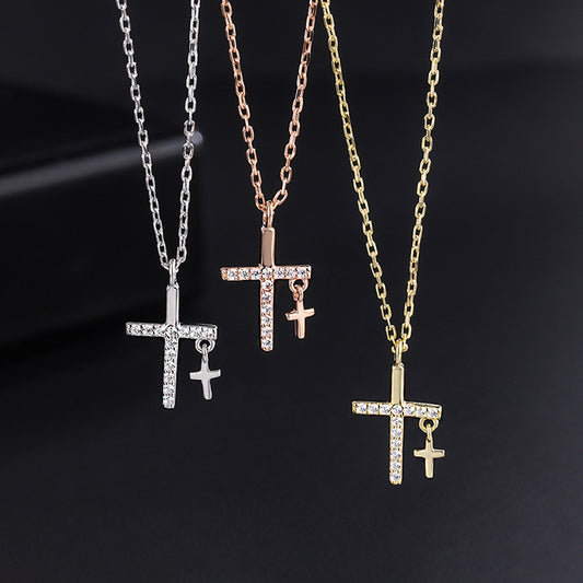 Cross Diamond Inlaid Clavicle Chain Cold Style Necklaces