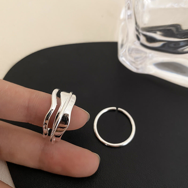 Women's Design Dual Layer Open-end Simple Fashion Personalized Index Finger Light Ring