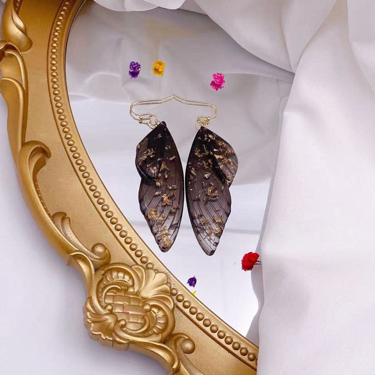 Women's Sier Cicada Wings Ear Hook Butterfly Temperamental Fairy Long Eardrop Earrings