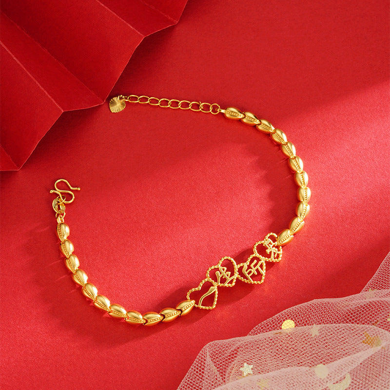 Women's Chinese Style Bamboo Joint Placer Gold Bracelets