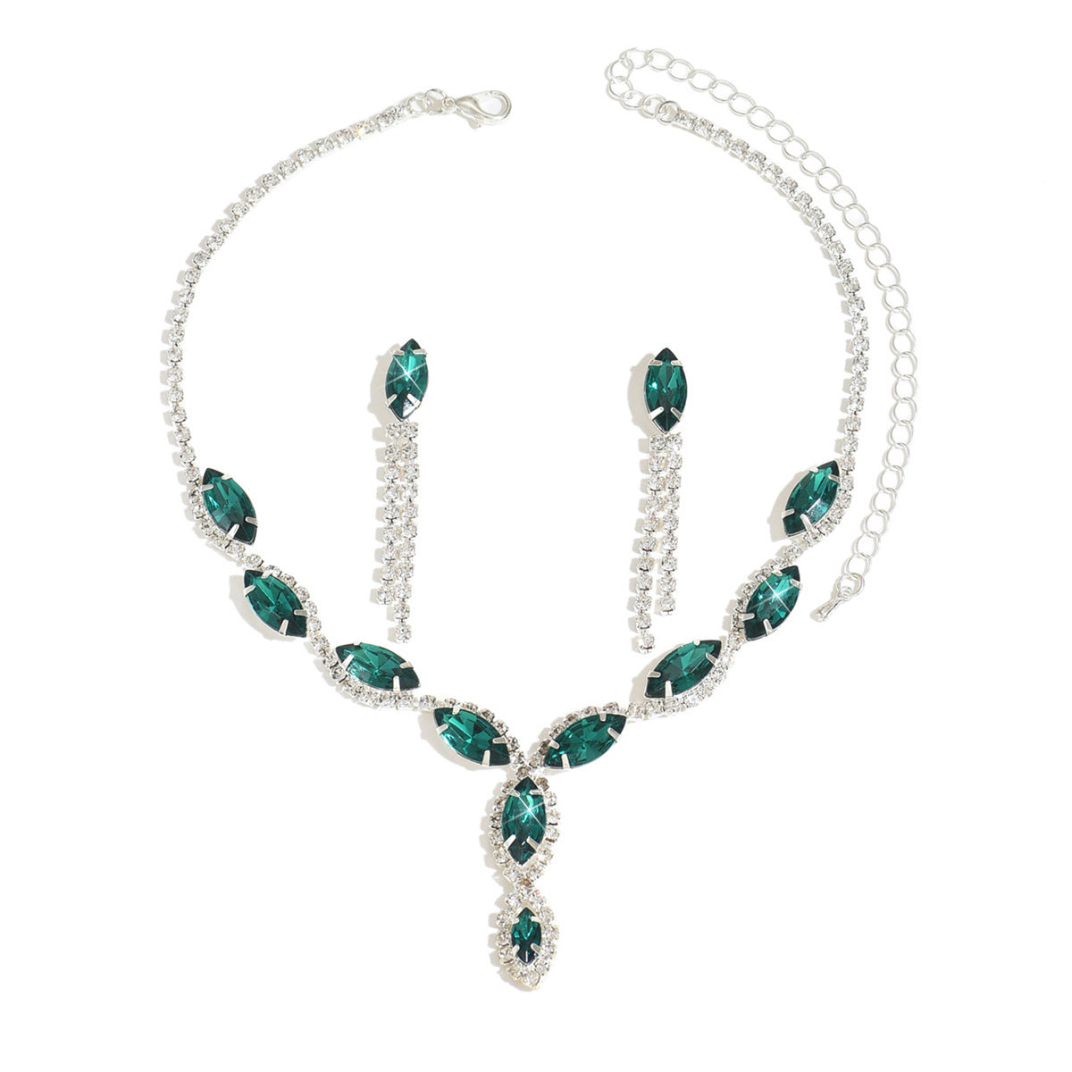 Full Diamond Rhinestone Two-piece Banquet Dress Jewelry Set