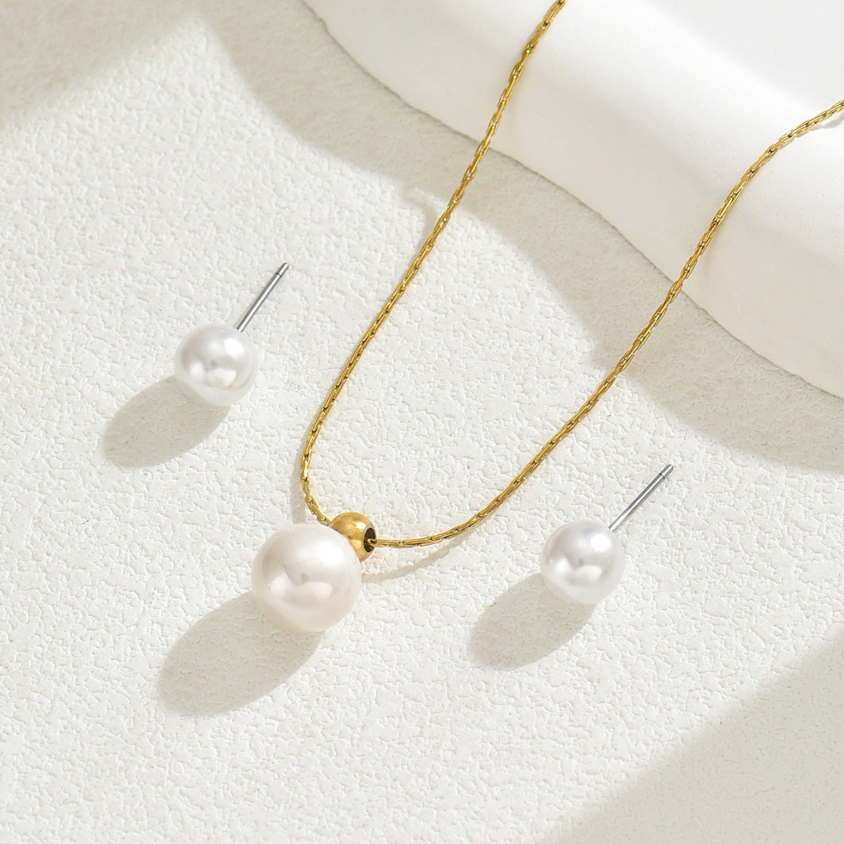 Geometric Pearl Niche Inlaid Craft Design Jewelry Set