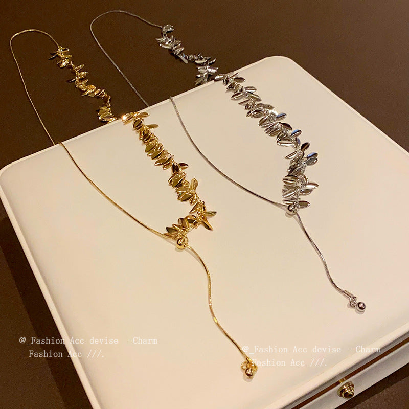 Women's Wheat Sequined Tassel Simple Cold Style Fashion Short High Necklaces