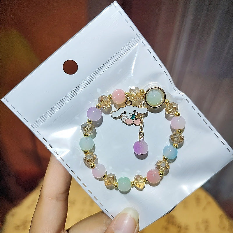 Cartoon Crystal Colored Glaze Flower Beaded Colorful Gift Box Bracelets