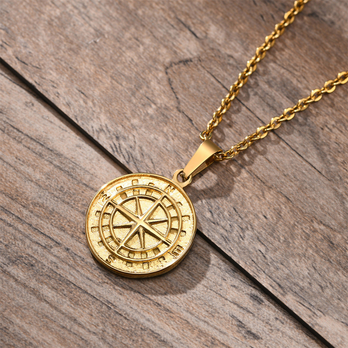Men's Gold Coin Stainless Steel Hip Hop Necklaces