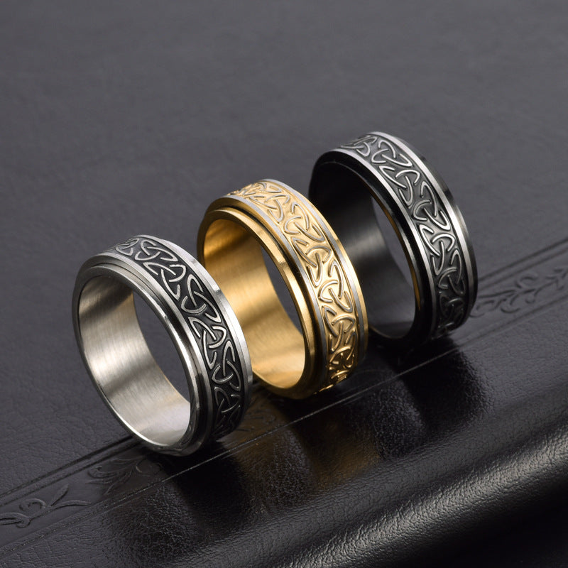 Women's & Men's Celtic Knot Stainless Steel Brushed Rotatable Ring