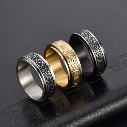 Women's & Men's Celtic Knot Stainless Steel Brushed Rotatable Ring