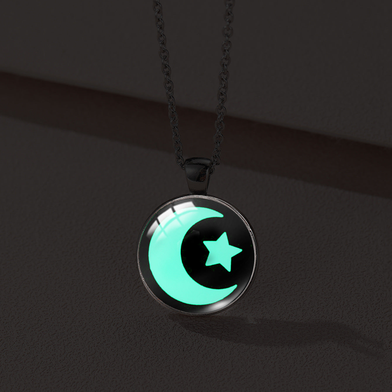 Sun Moon Lovers Couple Star Luminous Time Stone Valentine's Necklace