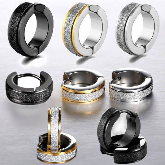Men's Frosted Titanium Steel Personalized Simple Trendy Earrings
