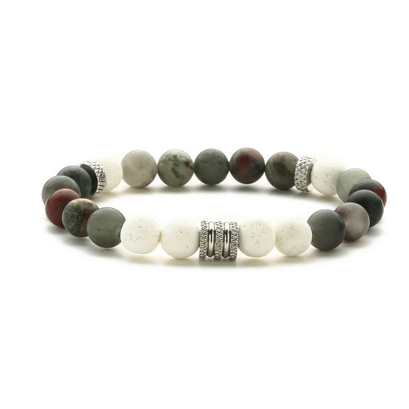 Personalized Blue Tiger Eye Beaded Pink Zebra Volcanic Stone Stainless Bracelets