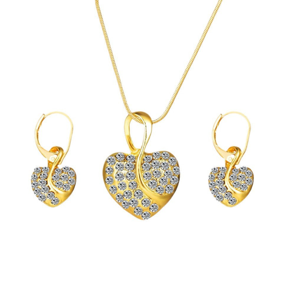 Diamond Peach Heart Suite Stylish Graceful Jewelry Set