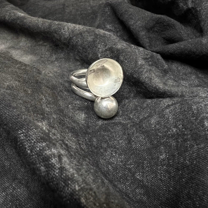 Distressed Ethnic Style Handmade Old Sier Miao Ring