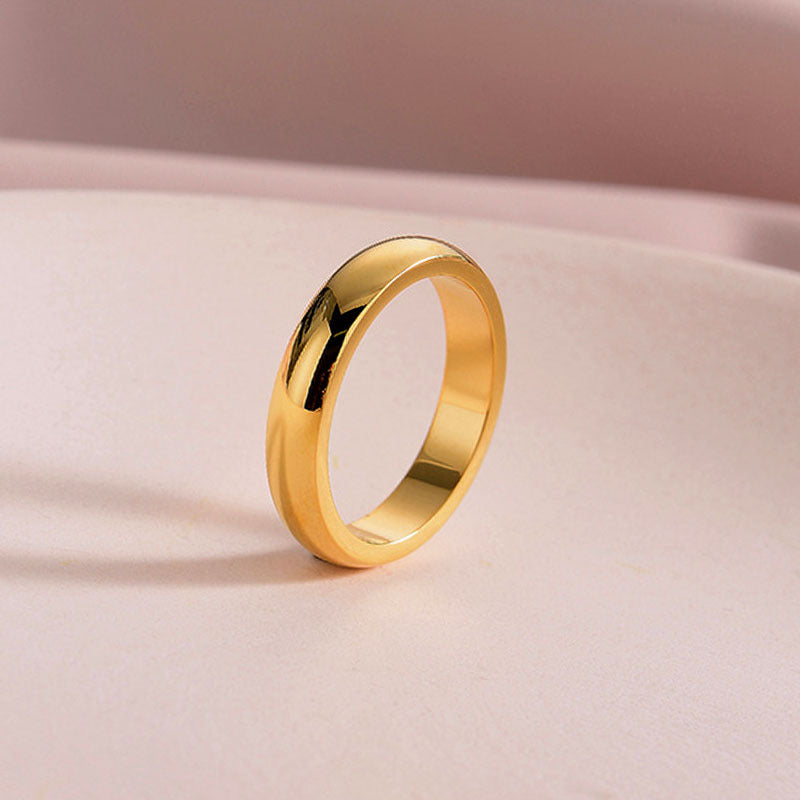 Rose Gold Arc Glossy Couple Female Fashion Rings